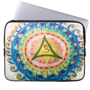 Handbemaltes Wasserfarben-Om-Mandala Laptopschutzhülle