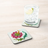 Handbestickte, helle Blume 3 Untersetzer (Rechte Seite)