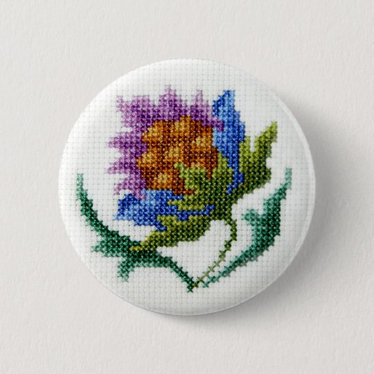 Handbestickte helle Blume Button (Vorderseite)