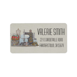 Handbetriebene Nähmaschine Adressaufkleber