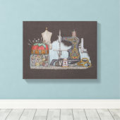 Handbetriebene Nähmaschine Leinwanddruck (Insitu (Holzboden))