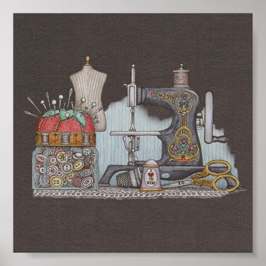 Handbetriebene Nähmaschine Poster (Vorne)