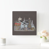 Handbetriebene Nähmaschine Quadratische Wanduhr (Zuhause)