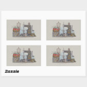 Handbetriebene Nähmaschine Rechteckiger Aufkleber (Blatt)