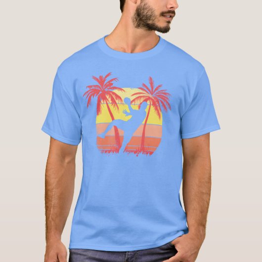 Handbollhrow Male Summer Sunset 80s Palm funny T-Shirt (Vorderseite)