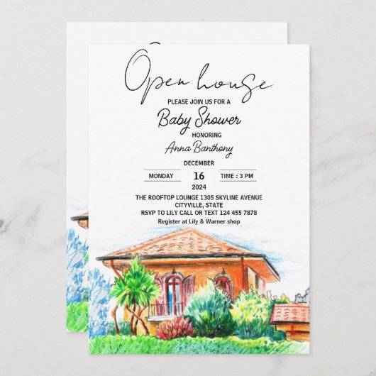 Handbrause mit zeichnend Kinderdusche Einladung (Vorne/Hinten)