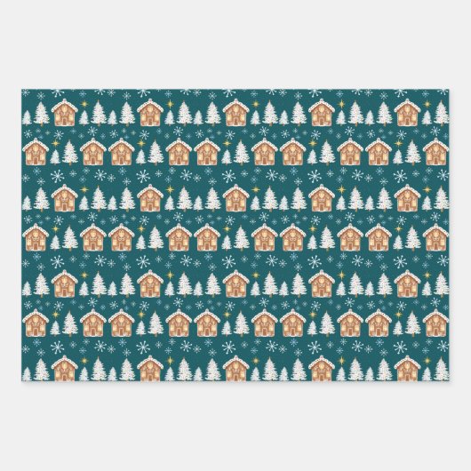 Handbrett-Haus-Trio-Sammelpackung Geschenkpapier Set (Vorderseite)