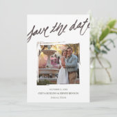 Handbrush Letting | Save the Date Fotokarte (Stehend Vorderseite)