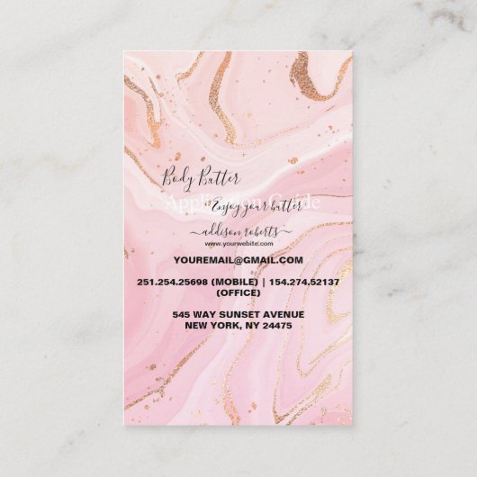 Handbuch für die Anwendung Body Butter Rosa Gold F Visitenkarte (Rückseite)