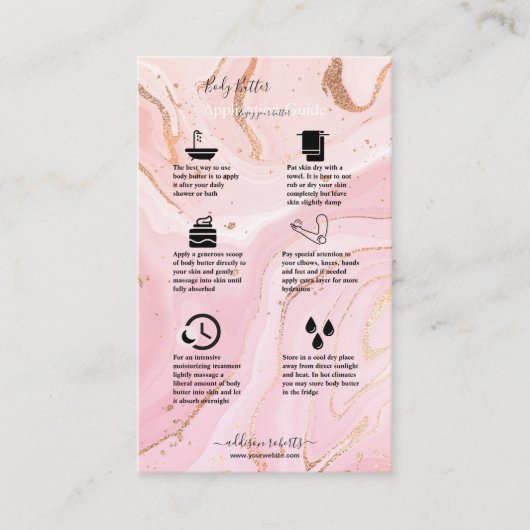 Handbuch für die Anwendung Body Butter Rosa Gold F Visitenkarte (Vorderseite)