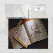 Handbuch und Lineal des viktorianischen Architekte Postkarte (Vorne/Hinten)