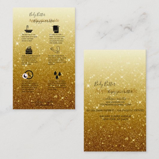 Handbuch zur Anwendung auf Body Butter Gold Glitze Visitenkarte (Vorne/Hinten)