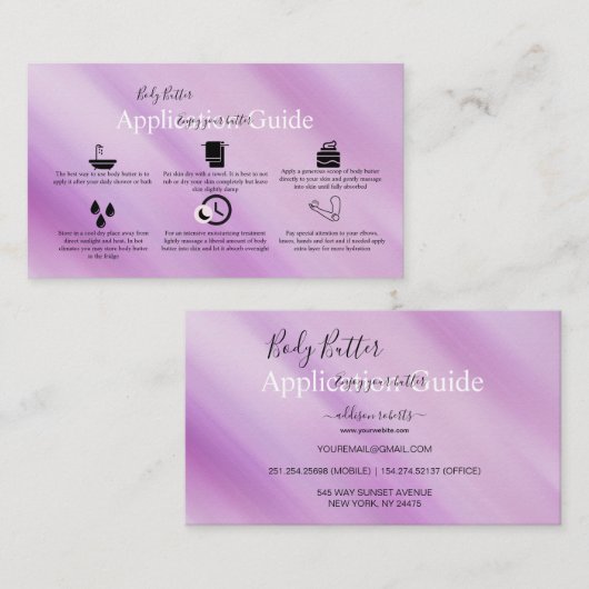 Handbuch zur Butter-Butter-Anwendung für farbenfro Visitenkarte (Vorne/Hinten)