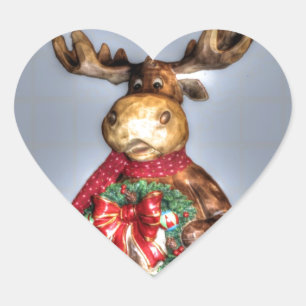 Handcarved-Effekt hölzernes Weihnachtsren Herz-Aufkleber