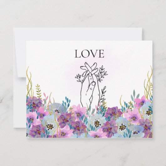 *~* Händchen Rosa Blume Weiße Hochzeit RSVP Karte (Rückseite)