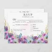 *~* Händchen Rosa Blume Weiße Hochzeit RSVP Karte (Vorne/Hinten)