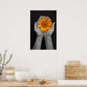 Händchen zur Sonnenblume Poster (Küche)