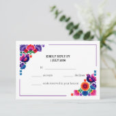 Handcrafted Colorful Folk Wedding Pattern RSVP Karte (Stehend Vorderseite)