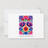 Handcrafted Colorful Folk Wedding Pattern RSVP Karte (Rückseite)