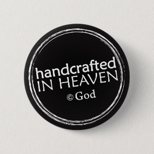 Handcrafted im Knopf des Himmels (Copyright Gott) Button
