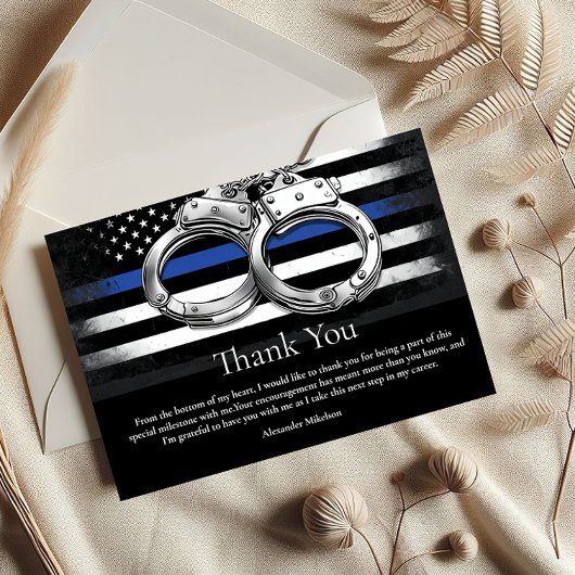 Handcuffs American Flag Police Graduation Dankeskarte