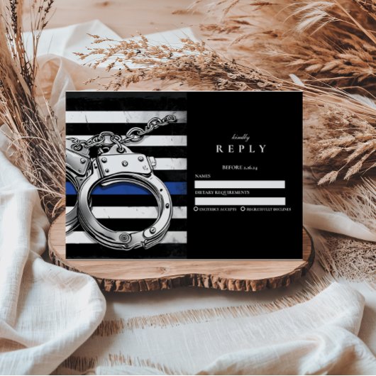 Handcuffs American Flag Police Graduation RSVP Karte