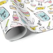 Handdrawn Backen-Muster-Packpapier Geschenkpapier (Rolleneckpunkt)