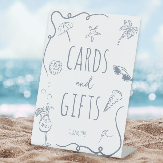 HandDrawn Beach Doodle Bridal Shower Cards & Gifts Sockelschild