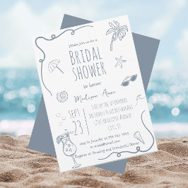 HandDrawn Beach Doodle Illustrations Bridal Shower Einladung