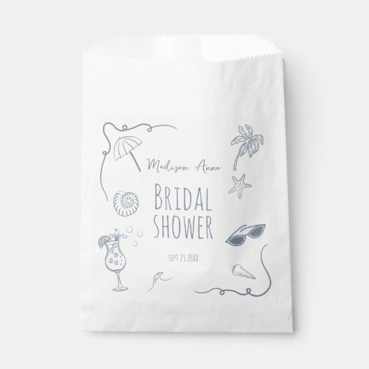 HandDrawn Beach Doodle Illustrations Bridal Shower Geschenktütchen (Vorderseite)