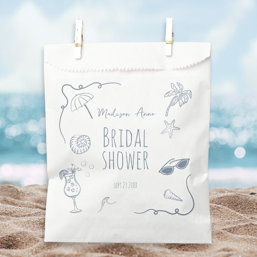 HandDrawn Beach Doodle Illustrations Bridal Shower Geschenktütchen
