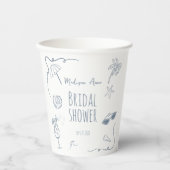 HandDrawn Beach Doodle Illustrations Bridal Shower Pappbecher (Vorderseite)