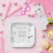 HandDrawn Beach Doodle Illustrations Bridal Shower Pappteller (Party)