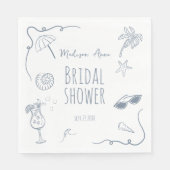 HandDrawn Beach Doodle Illustrations Bridal Shower Serviette (Vorderseite)