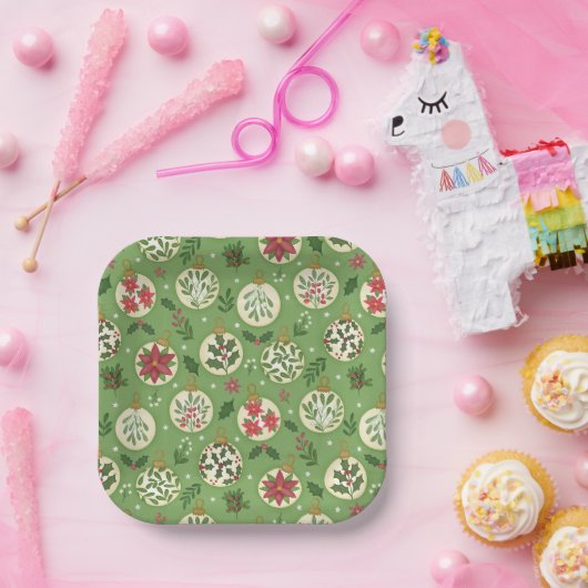 HandDrawn Christmas Ornament Paper Plates Pappteller (Party)