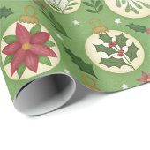 HandDrawn Christmas Ornament Wrapping Paper Roll Geschenkpapier (Rolleneckpunkt)