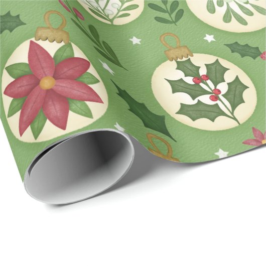 HandDrawn Christmas Ornament Wrapping Paper Roll   Geschenkpapier (Rolleneckpunkt)