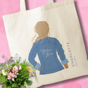 HandDrawn Denim Jacket Blonde Hair Matron of Honou Tragetasche