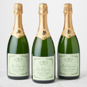 HandDrawn Green Brautparty Champagne Label Schaumweinetikett (Flaschen)