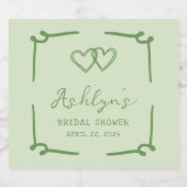 HandDrawn Green Brautparty Champagne Label Schaumweinetikett (Einzelnes Label)