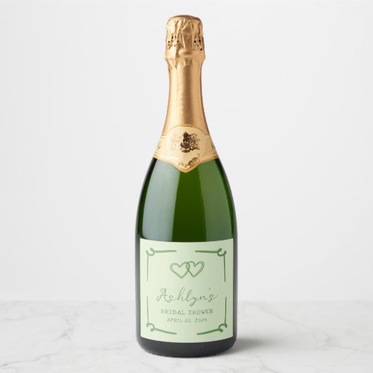HandDrawn Green Brautparty Champagne Label Schaumweinetikett (Vorderseite)