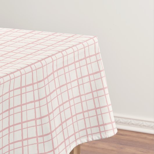 HandDrawn Organic Grid Check Ballet Pink Tischdecke (Beispiel)