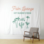Handdrawn Palm Springs Pink Bachelorette Weekend Wandteppich (Beispiel (Horizontal))