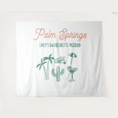 Handdrawn Palm Springs Pink Bachelorette Weekend Wandteppich (Vorderseite (Horizontal))