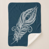 Handdrawn peacock feather in henna style sherpadecke (Vorderseite)