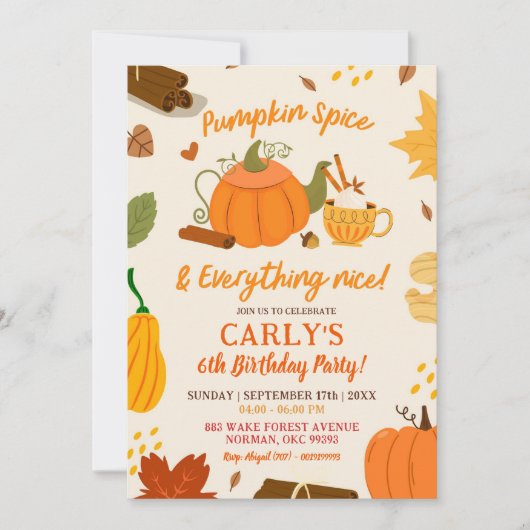 HandDrawn Pumpkin Gewürz und alles Nette Party Einladung (Vorderseite)