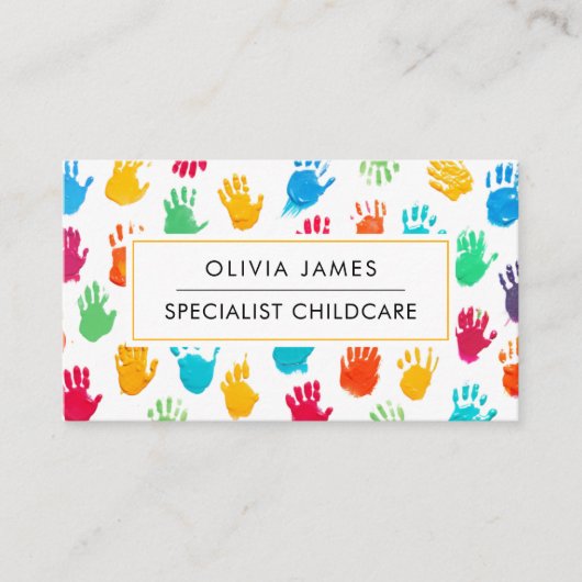 Handdrucke Babysitter Kinderpflege Kindermädchen K Visitenkarte (Vorderseite)