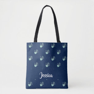 Handdrucke in Blau Tasche