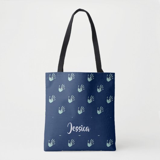 Handdrucke in Blau Tasche (Vorderseite)