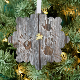 Handdrucke Vögel auf Holzkarten mit Herbstleaf Ornament Karte